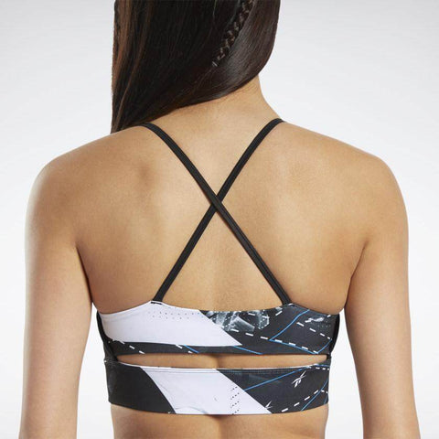 טופ אימון לנשים Reebok WOR AOP Bra FT0957 black - RunOFF עכשיו במבצע ב