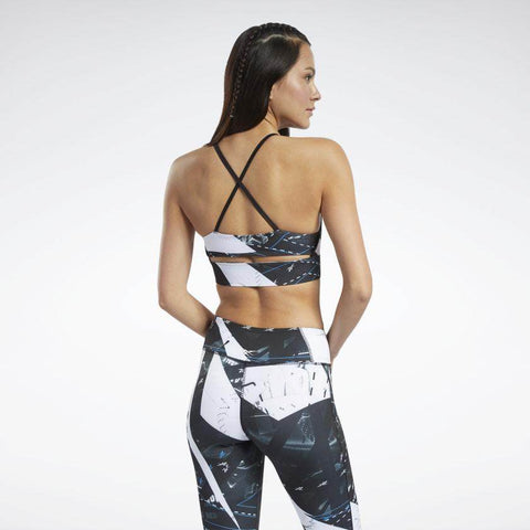 טופ אימון לנשים Reebok WOR AOP Bra FT0957 black - RunOFF עכשיו במבצע ב